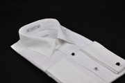 white plain collar pleated dinner shirt_079